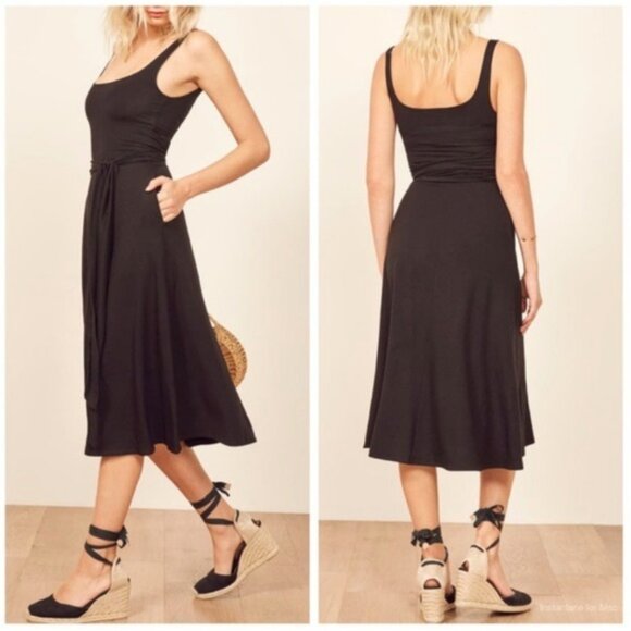 Reformation Dresses & Skirts - Reformation August Midi Dress Sleeveless Stretch Knit in Black Women's XS